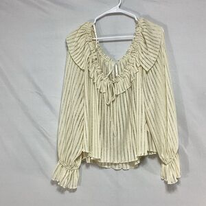 NWT Anthropologie XL Cream Ruffle Blouse